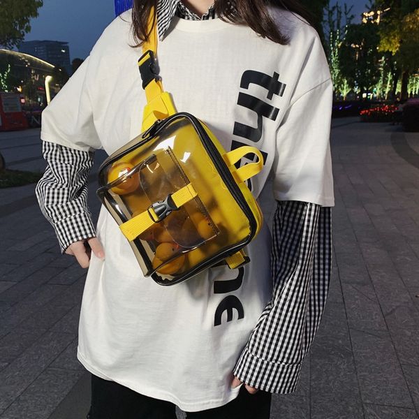 

2020 new ladies chest bag transparent jelly bag multi-function shoulder messenger sports casual women's waist