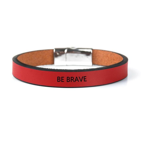 

be brave leather bracelet message cuff bracelets for women men snap button bracelet mantra cuff new creative gift, White