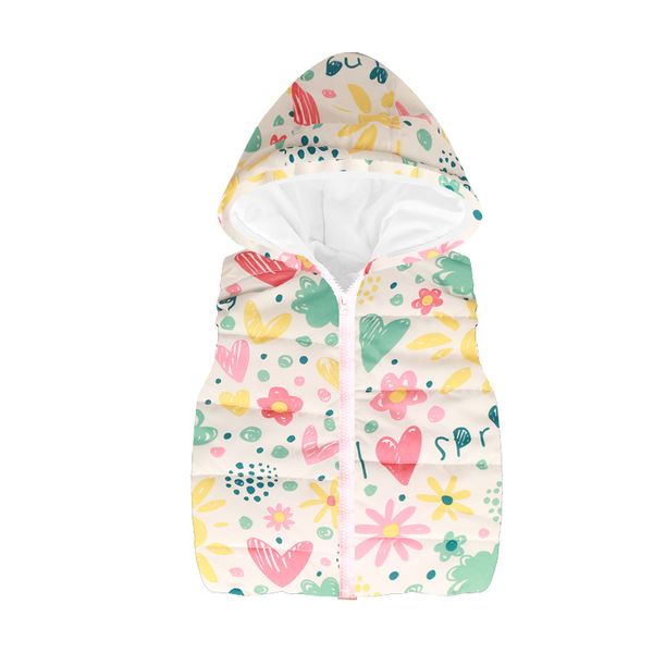 

baby girls vest graffiti letter printed hooded sleeveless vests girl princess costume for kids clothes casual children waistcoat, Blue