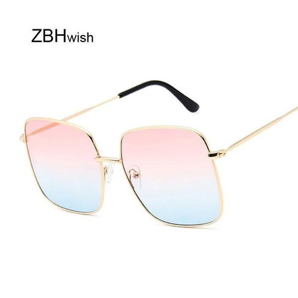 

retro big square sunglasses women vintage brand shades progressive metal color sun glasses for female fashion designer lunette iyrle