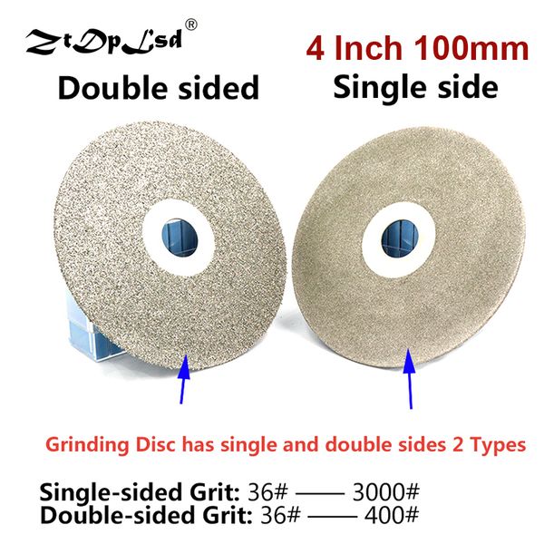 

4inch 100mm 36-3000# diamond coated grinding disc single double side flat lap wheel lapidary polishing for jade agate crystal