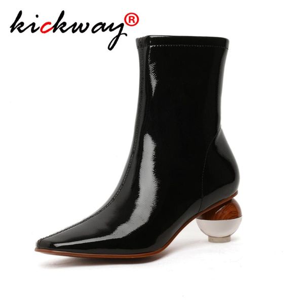 

women strange style clear heel ankle boots spring autumn woman boots shoes square toe zipper black vintage booties size 34-43