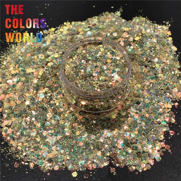 

tct-330 hexagon chunky iridescent rainbow nail glitter nail art decoration body art face paint makeup tumblers craft accessoires, Silver;gold