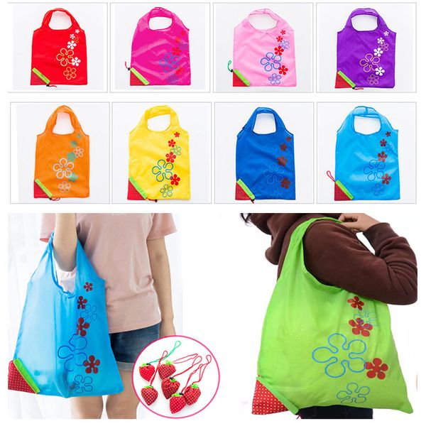 

nylon eco-friendly foldable strawberry shopping bag reusable storage handbag colorful household shopping bags totes 51*37cm hh7-1051