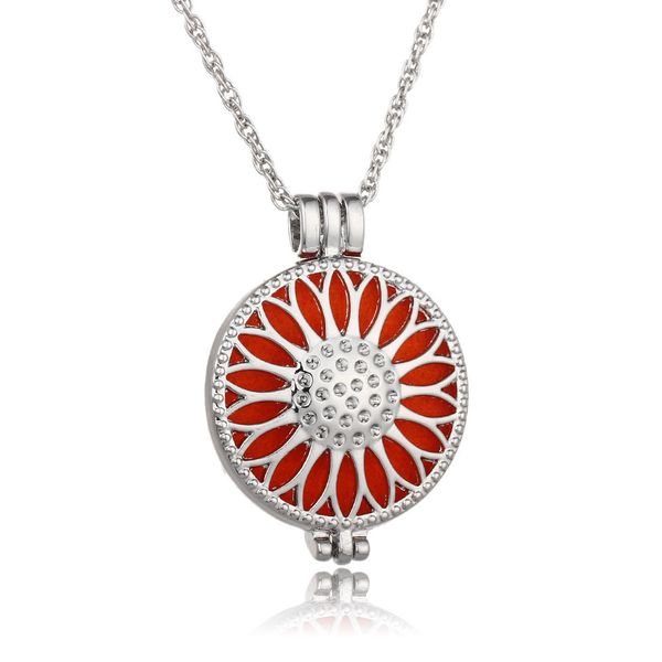 

popular aromatherapy consistency necklace the sun flower diy pendeloque cut perfume divergence organ accessories, Silver
