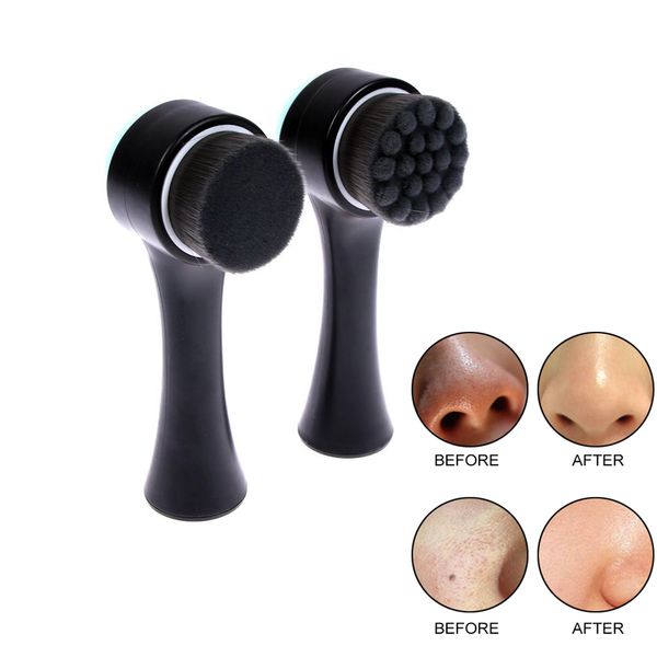 

double side 3d silicone facial cleanser wash brush portable face cleaning vibration massage professional female skin care tool
