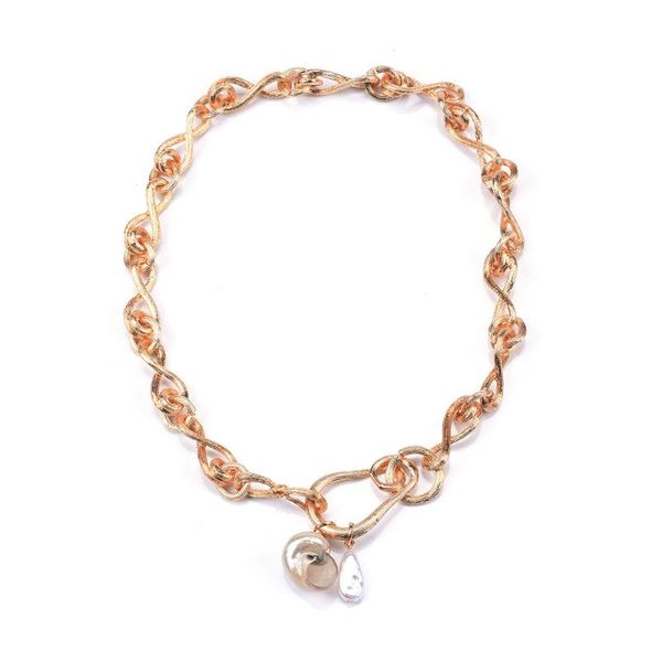 

white conch pendant necklace for women long gold color metal link chain statement necklace simulated pearl party punk jewelry, Golden;silver