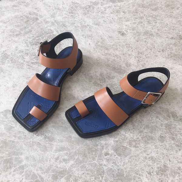 

summer of 2020, the new leather fashion low-heel sandals are matched with versatile slippers and retro casual shoes, Black
