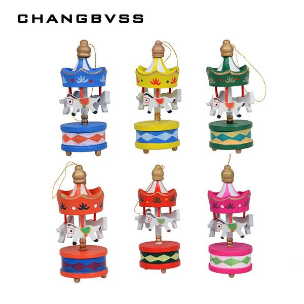 

12 pcs/lot wooden carrousel christmas decorations for home,new year decoration toys,navidad christmas tree ornaments,child gift