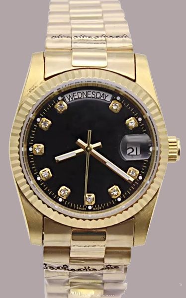 

Горячие продажи мужские спортивные часы DAYDATE серии стекла 36 мм золотой циферблат