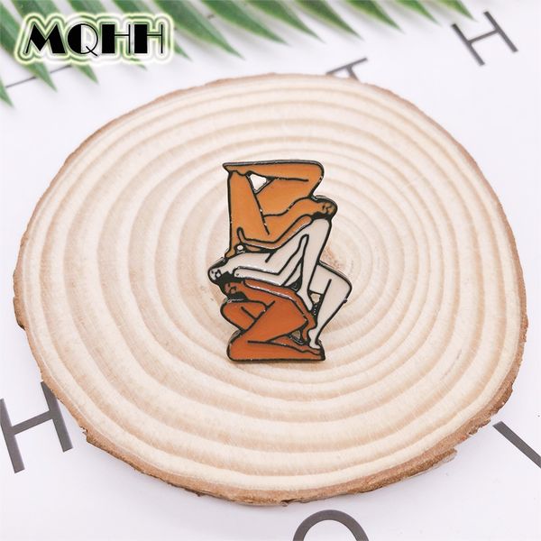 

creative fun human body art sculpture enamel brooch alloy badge clothes bags pins accessories jewelry gifts for friends, Gray