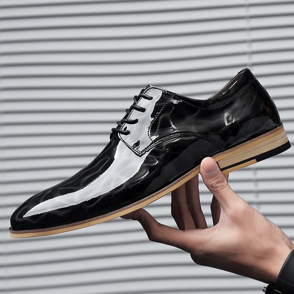 

big size 37-48 men genuine leather shoes business wedding flats lace-up oxfords comfortable footwear sapato social masculino, Black