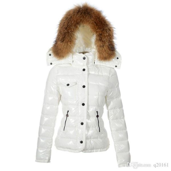 

winter women jackets france luxury down jacket winter coat outerwear down coats slim parkas raccoon fur collar down jacket warm winter coats, Black