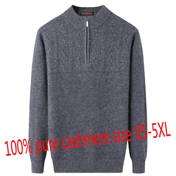 

new 100%pure cashmere sweater thickened winter zipper half-high collar casual computer knitted thick sweatercoat plus size s-5xl, White;black
