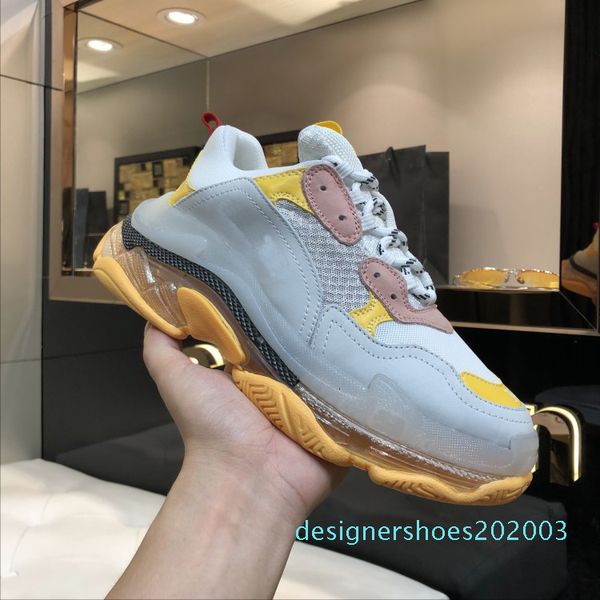 

2019 men women fashion designer casual sneakers cushion triple s 3.0 combination nitrogen outsole crystal bottom dad casual shoes snea d03, Black