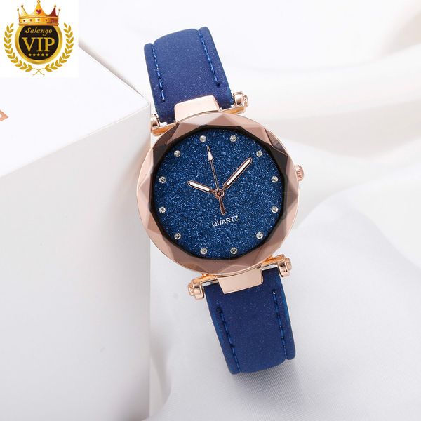 

diamond watch casual women romantic starry sky wrist watch leather rhinestone designer ladies clock simple dress gfit, Slivery;brown
