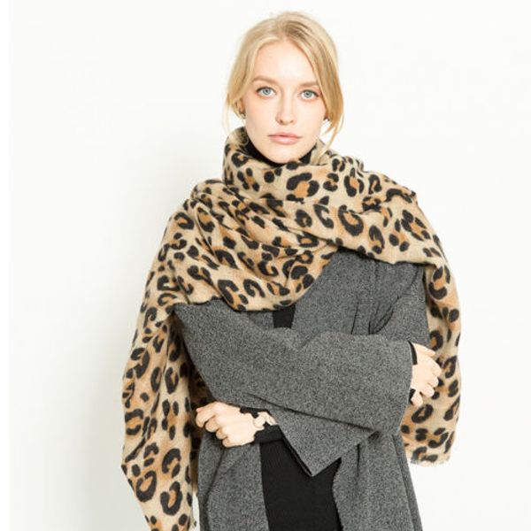 

leopard printed scarf womens winter warm cashmere thicken warps shawls scarves, Blue;gray