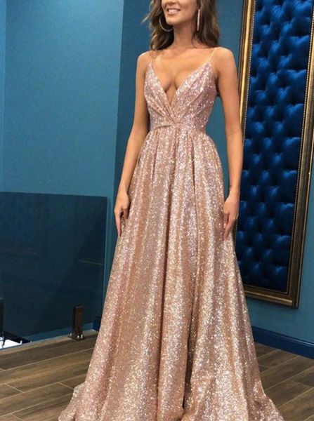 

vintage a line evening dress 2019 grey v neck sequin formal evening gown dresses party, White;black