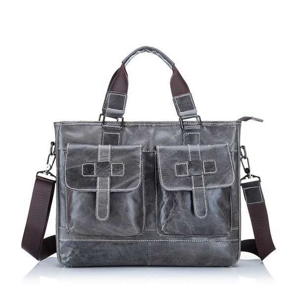 

100% cow genuine leather business men's briefcase male handbags shoulder lapbag fashion messenger bags