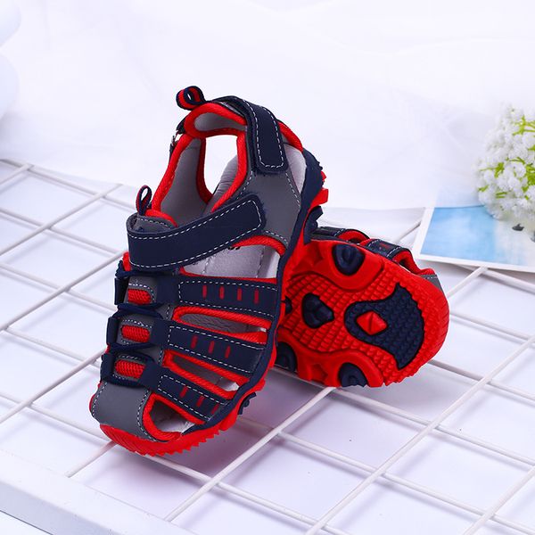 

2019 summer new children's baotou sandals boys and girls non-slip sandals and slippers baby soft bottom toddler shoes foreign trade, Black;red