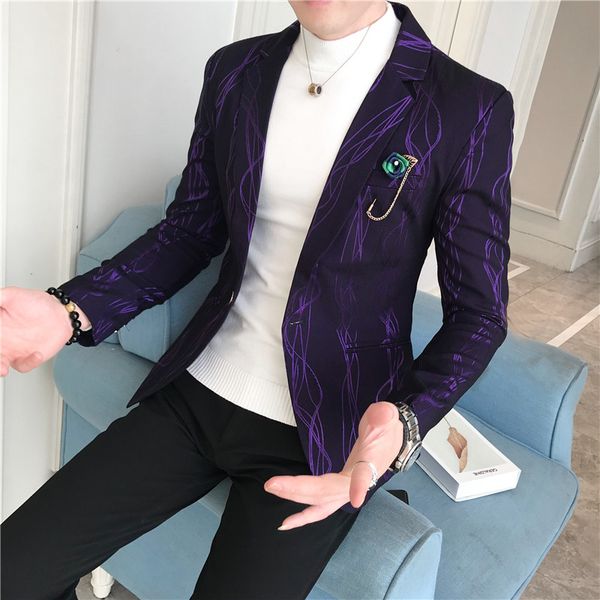 

new arrival stripe mens blazer luxury single breasted prom blazers men fashion slim fit male blazer casual masculino, White;black