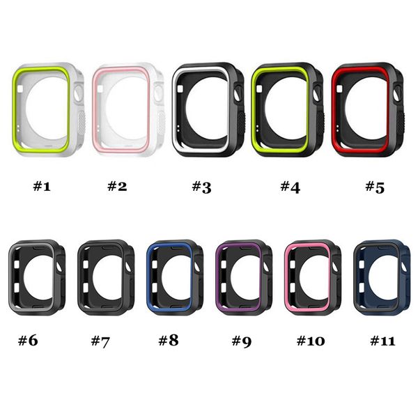 

dual colors silicone case for apple watch 1 2 3 4 series tpu protective cover for iwatch 42mm 38mm 40mm 44mm