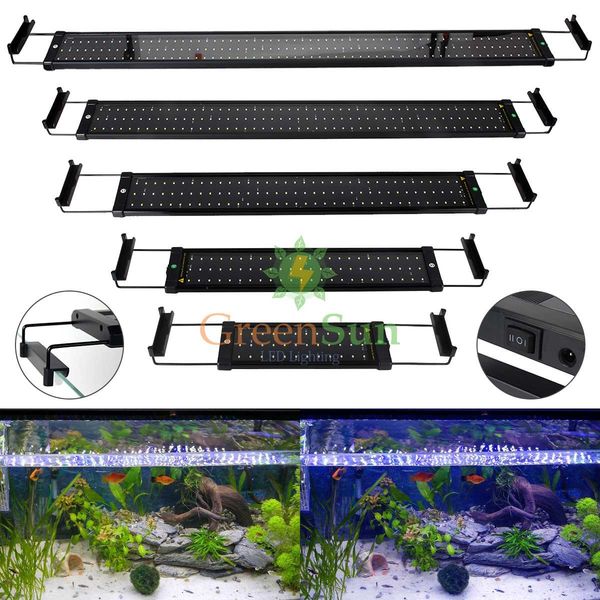 

europe plug aquarium light led fish tank light fish aquatic decor clip lamp with extendable brackets white/blue leds 6w 11w
