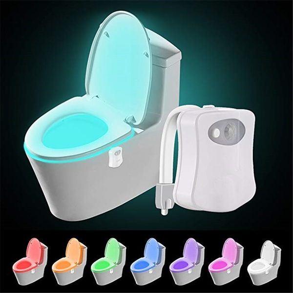 olorful Sensore di Movimento Luce Notturna per Toilette, Luce per Toilette Domestica Bagno Corpo Umano Sensore di Movimento Automatico Attivato Luci per Sedile del Water Lampada a 8 Colori