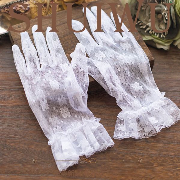 

in stock new fingerless gloves wedding bridal gloves accessory beaded lace gloves wedding accessories wrist length, White