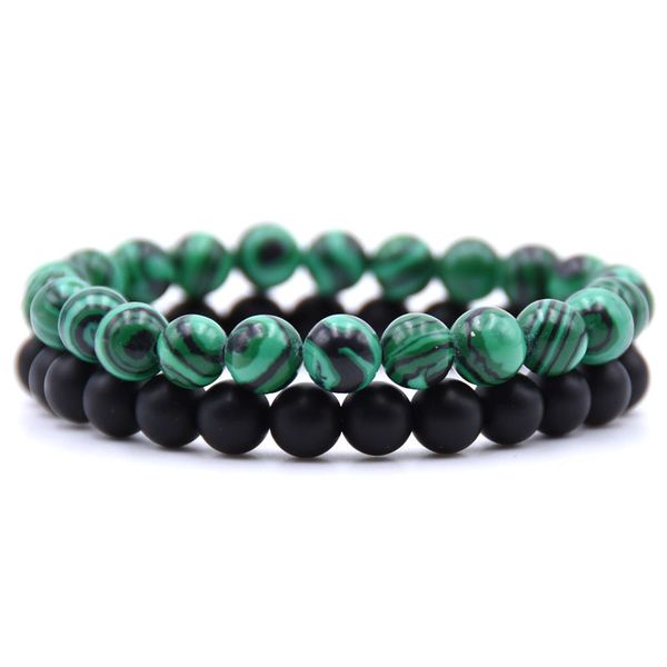 

2pcs/set couples distance bracelet classic natural stone white and black beaded bracelets for men women friend hot
