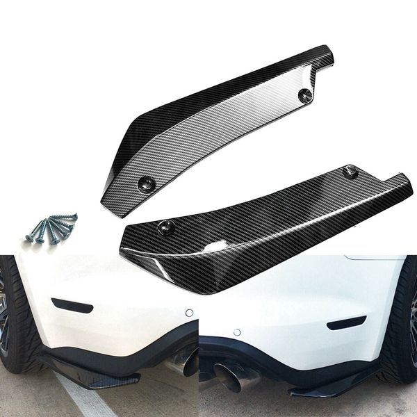 

2pcs carbon fiber abs car rear bumper protector diffuser rear lip wrap angle splitters universal car accessories