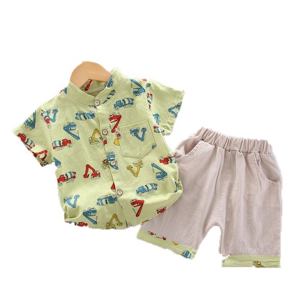 

новый ребенок мальчик девочка пикник одежда малыш лето дети мультфильм печати экскаватор футболка брюки 2 шт. / компл. детские детские спорт, White