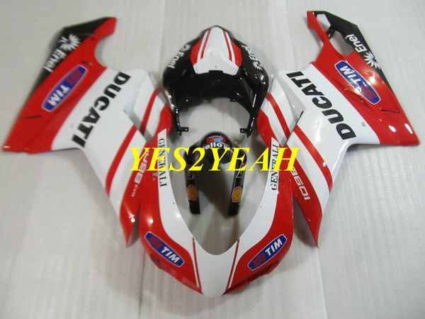 Custom Injection Обтекатель для обтекателя DUCATI 848 08 09 10 11 ducati 1098 1198 2008 2009 2011 Белый красный обтекатель Кузов + Подарки DD65