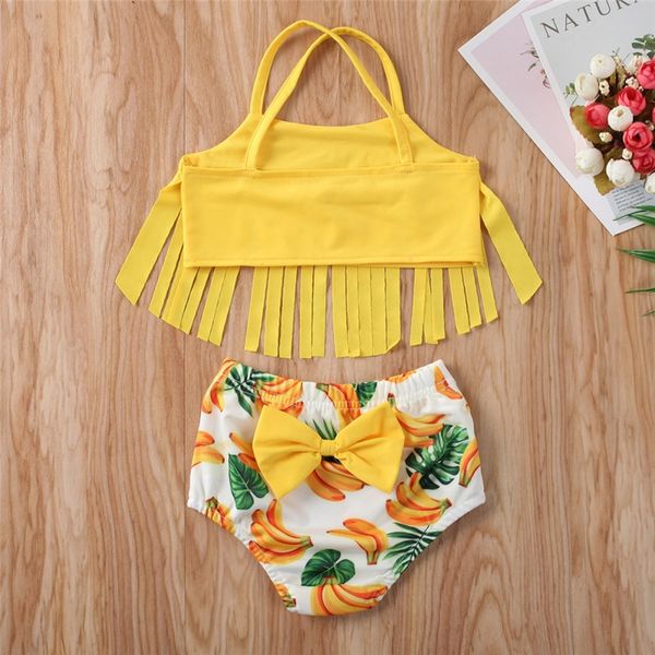 

12m-5y toddler kids baby girl swimwear bikini suit tassel banana shorts swimsuit beachwear outfits girl clothes 2pcs set children's sw