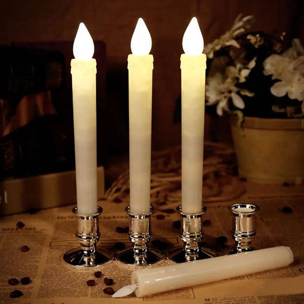 

dinner party flameless safe lighting decorative flickering led romantic birthday simulation with holder abs electronic candle