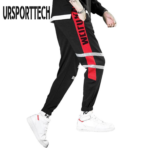 

men's pants plus size 4xl reflective men hip hop dance show party sweatpant mens casual night sport jogger baggy trousers streetwear, Black