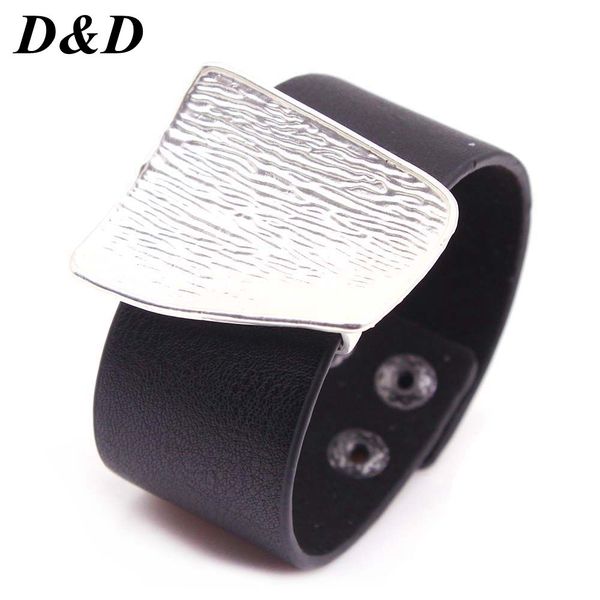 

2019 new charm black leather bracelet for women femme fashion cool clasp wristband bracelets bangles, White