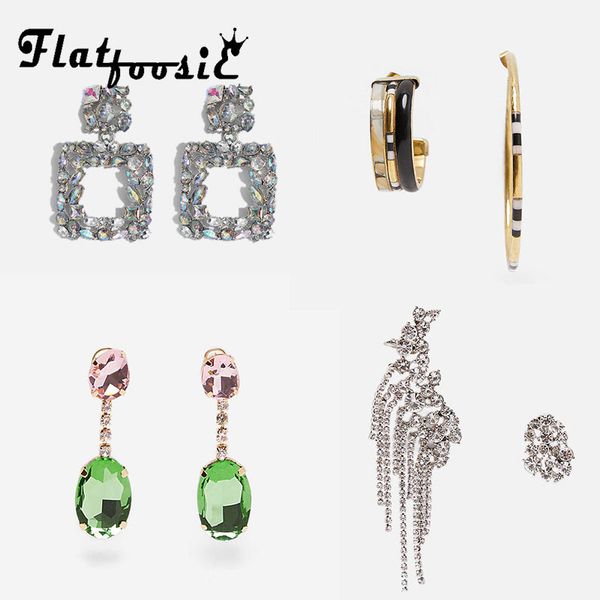 

flatfoosie irregular crystal drop earrings 2019 handmade earrings for women summer boho jewelry female party vacation gifts, Silver