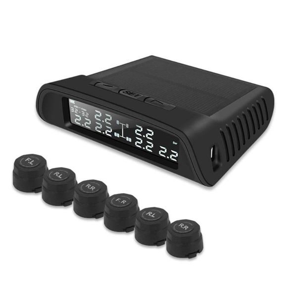 

auto truck tpms car wireless tire pressure monitoring system with 6 external sensors replaceable battery lcd display