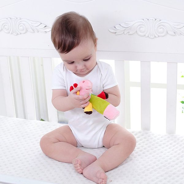 

creative infant baby handbell appease hand catching animal bb stick hand grasp developmental animal stick toy