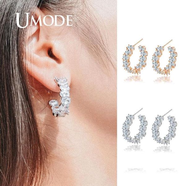 

umode new oval cz crystal circle earrings for women zircon hoop earrings femme luxury wedding hoops jewelry girls gifts ue0639, Golden;silver