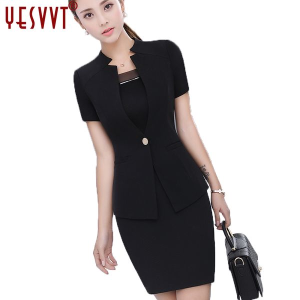 

yesvvt 2017 fashion women stripe skirt suits female office work wear blazer & skirt coat jacket business s  l xl xxl xxxl 4xl, White;black