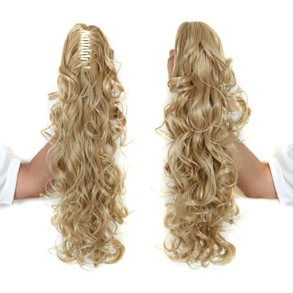 Synthetic Claw Clip Curly Ponytail Extensions Long Layered Thick