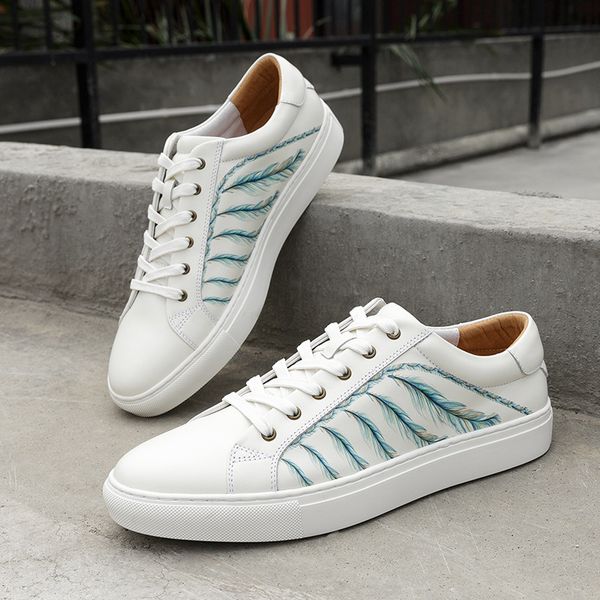 

mycolen 2019 luxury product spring/autumn leisure men shoes fashion breathable men casual white shoes flats lace-up tenis, Black