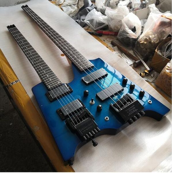 

headless electric guitar with double necks and bass black hardware delivery