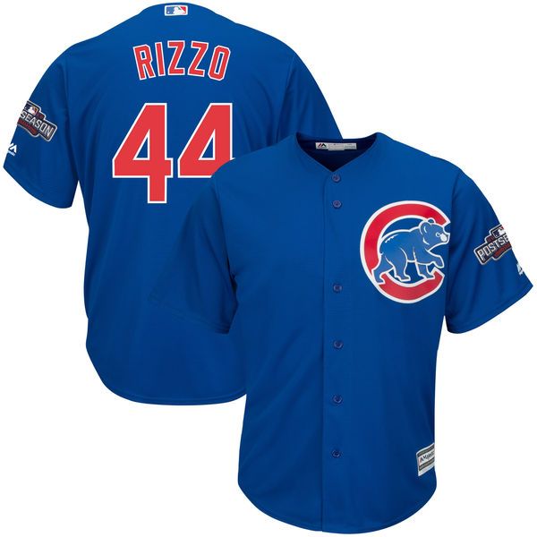 

men's chicago anthony rizzo alternate royal 2019 postseason patch cool baseball jersey, Black;blue