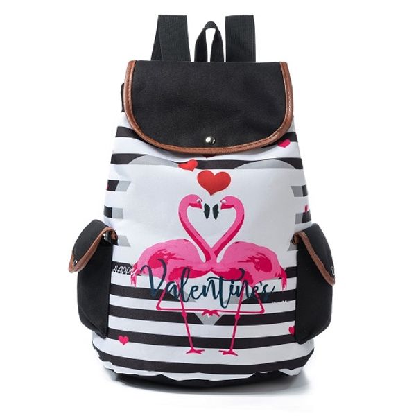 

cartoon unicorn printed school backpack for teenager drawstring deisgn female travel rucksack canvas backpack lady