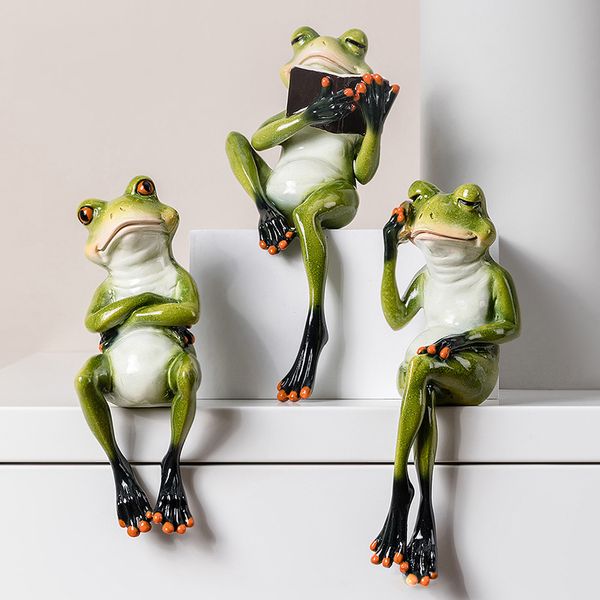 

creative resin frog ornaments nordic bookshelf cartoon small animal children furnishings living room home cute decorations