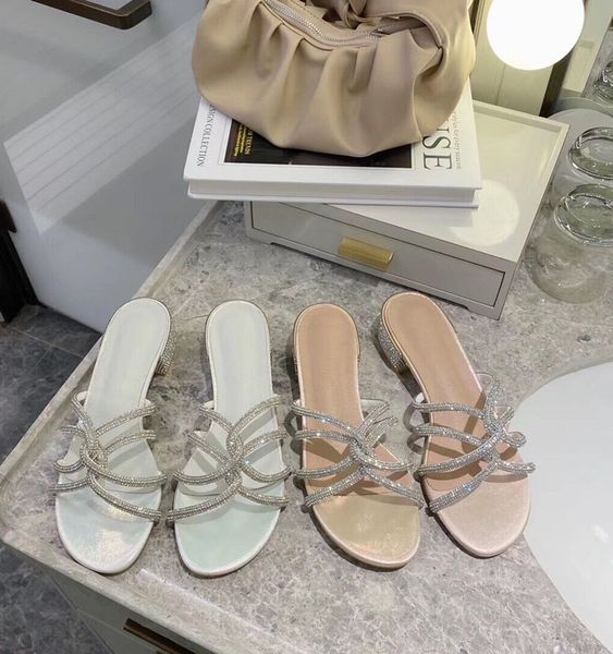 

2020 spring summer new korean fashion wild serpentine outer wear sandals with rhinestones mesh slippers female, Black