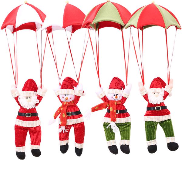 

eco-friendly christmas decoration for home hang parachute santa claus christmas snowman ornaments doll festival xmas gift